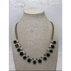 J.Crew Black & Clear Rhinestone Statement Necklace | EUC | 22"